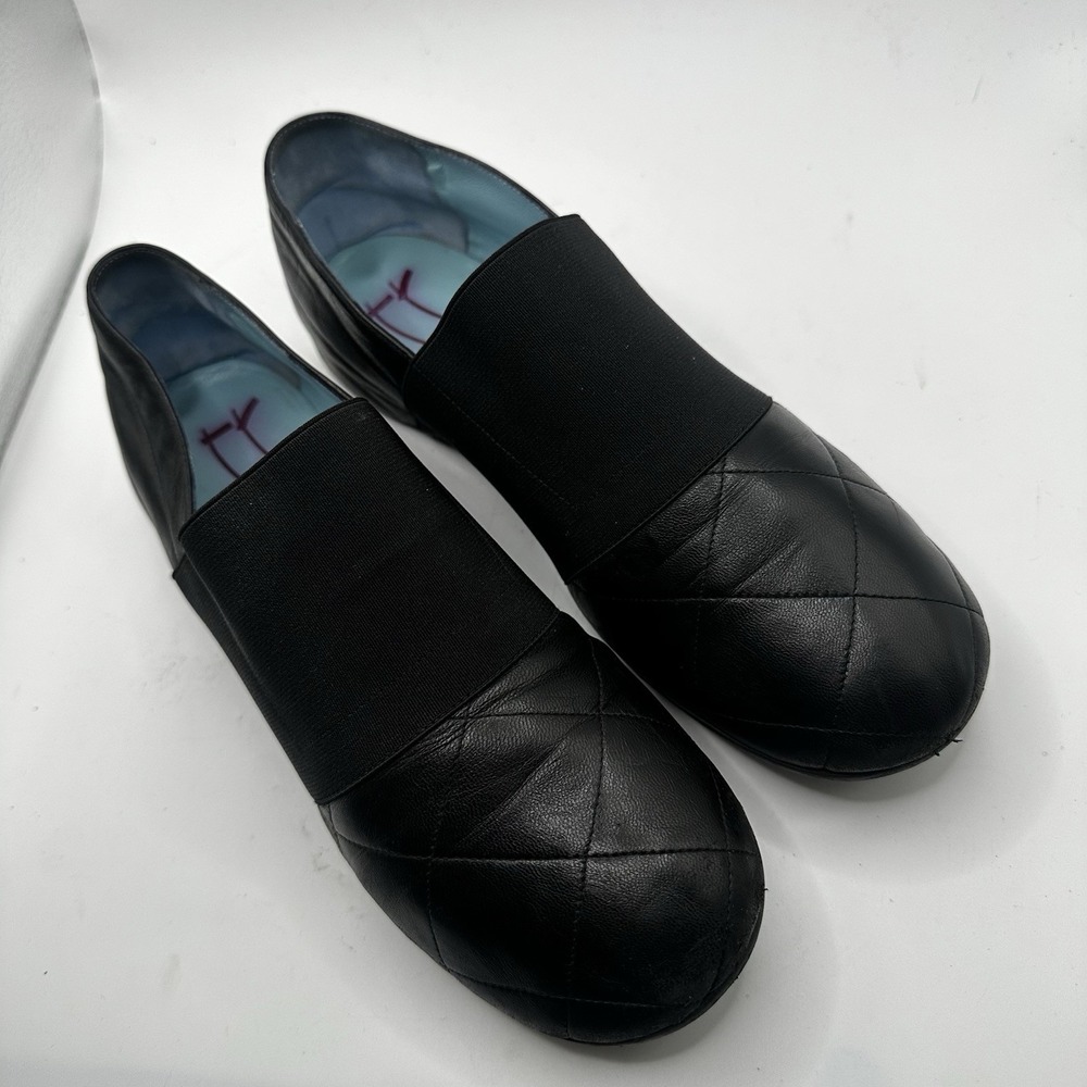 Thierry Rabotin Quilted Slip Ons Black Leather Quiet Luxury Women's 7.5 EU 38